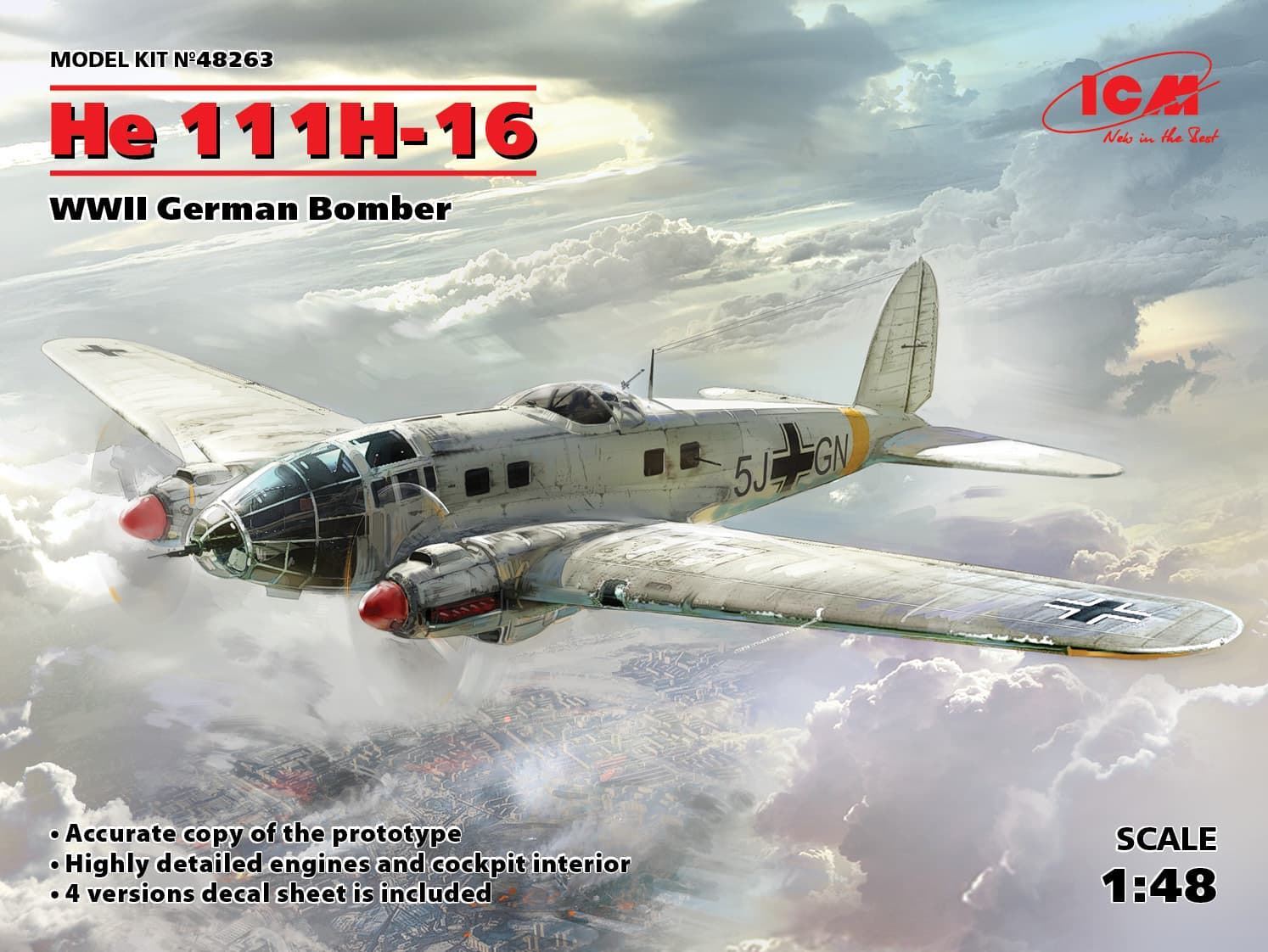 1/48 He 111H-16, WWII German Bomber (ICM 48263) - Imagen 1