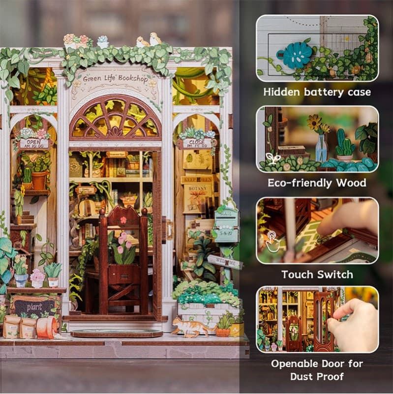 Book Nook Librería "Green Life Bookshop" con 196 piezas. - Imagen 5