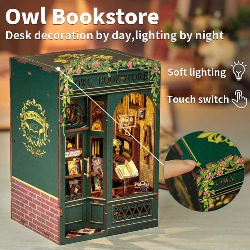 Book Nook Librería "Owl Bookstore" con 88 piezas. - Imagen 3