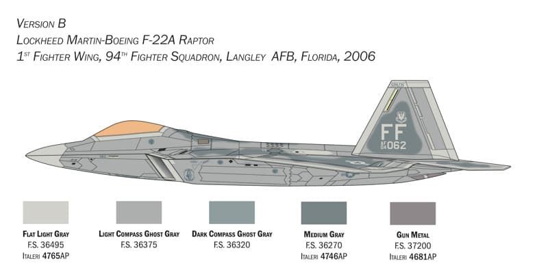ITALERI 2822 1/48 F-22A Raptor - Imagen 4