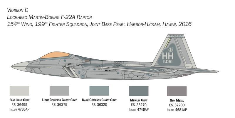 ITALERI 2822 1/48 F-22A Raptor - Imagen 5