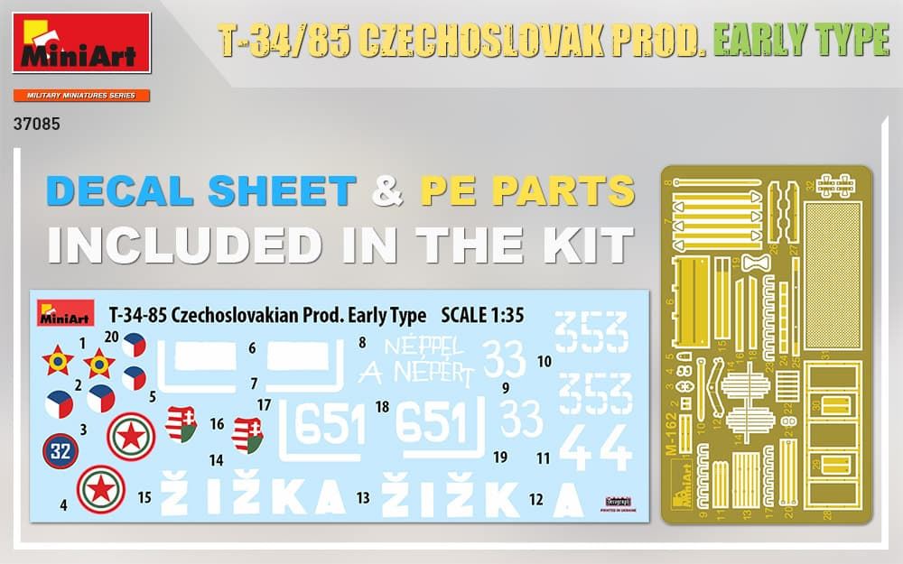 Miniart 1/35  T-34/85 CZECHOSLOVAK PROD. EARLY TYPE (37085) - Imagen 2