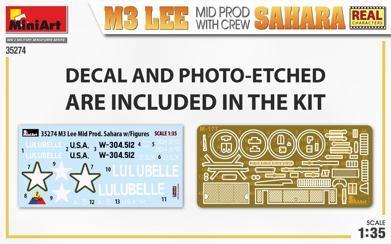 Miniart 35274 1/35 M3 LEE MID PROD. SAHARA w/CREW - Imagen 2