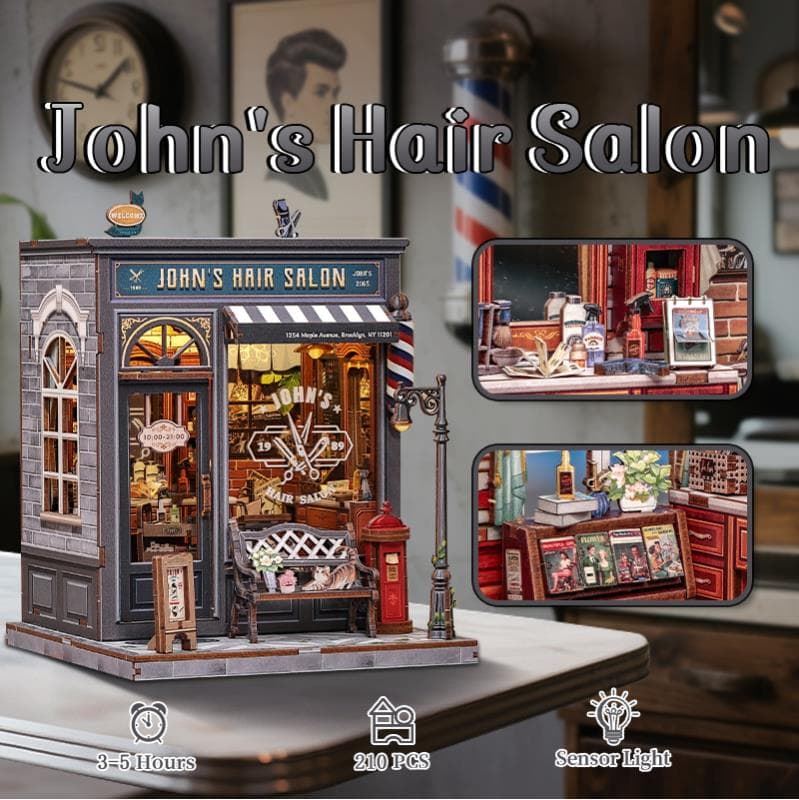 Miniature House Barbería "John's Hair Salon" con 210 piezas. - Imagen 11