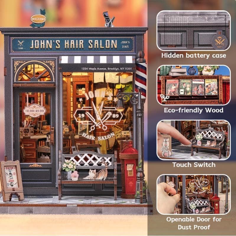 Miniature House Barbería "John's Hair Salon" con 210 piezas. - Imagen 10