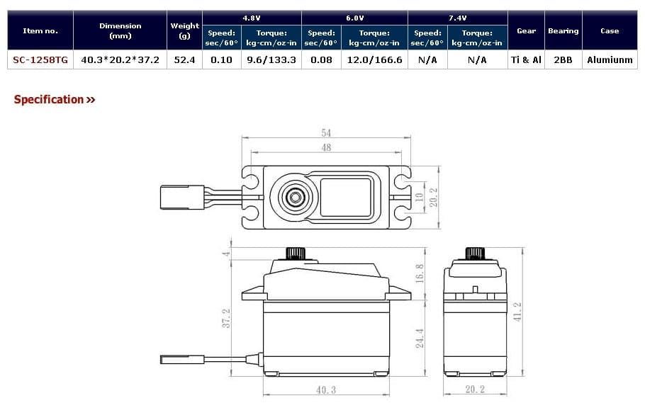 SERVO SAVOX HIGH TORQUE CORELESS DIGITAL SERVO 12KG - Imagen 4